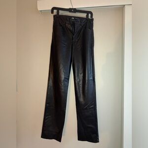 Zara straight leg leather pants in black